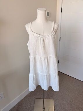 White Tiered Spaghetti Strap Swimsuit Coverup